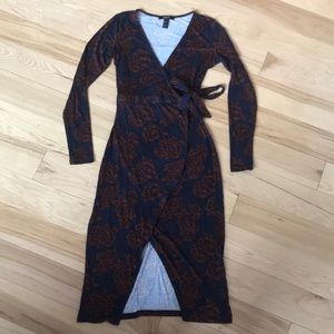 Navy wrap dress Size Small floral print